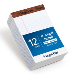 TOPS Legal Pads, 12 Pack, 50 Jr. Legal Ruled 5″ x 8″ Sheets, Bright White Pap…