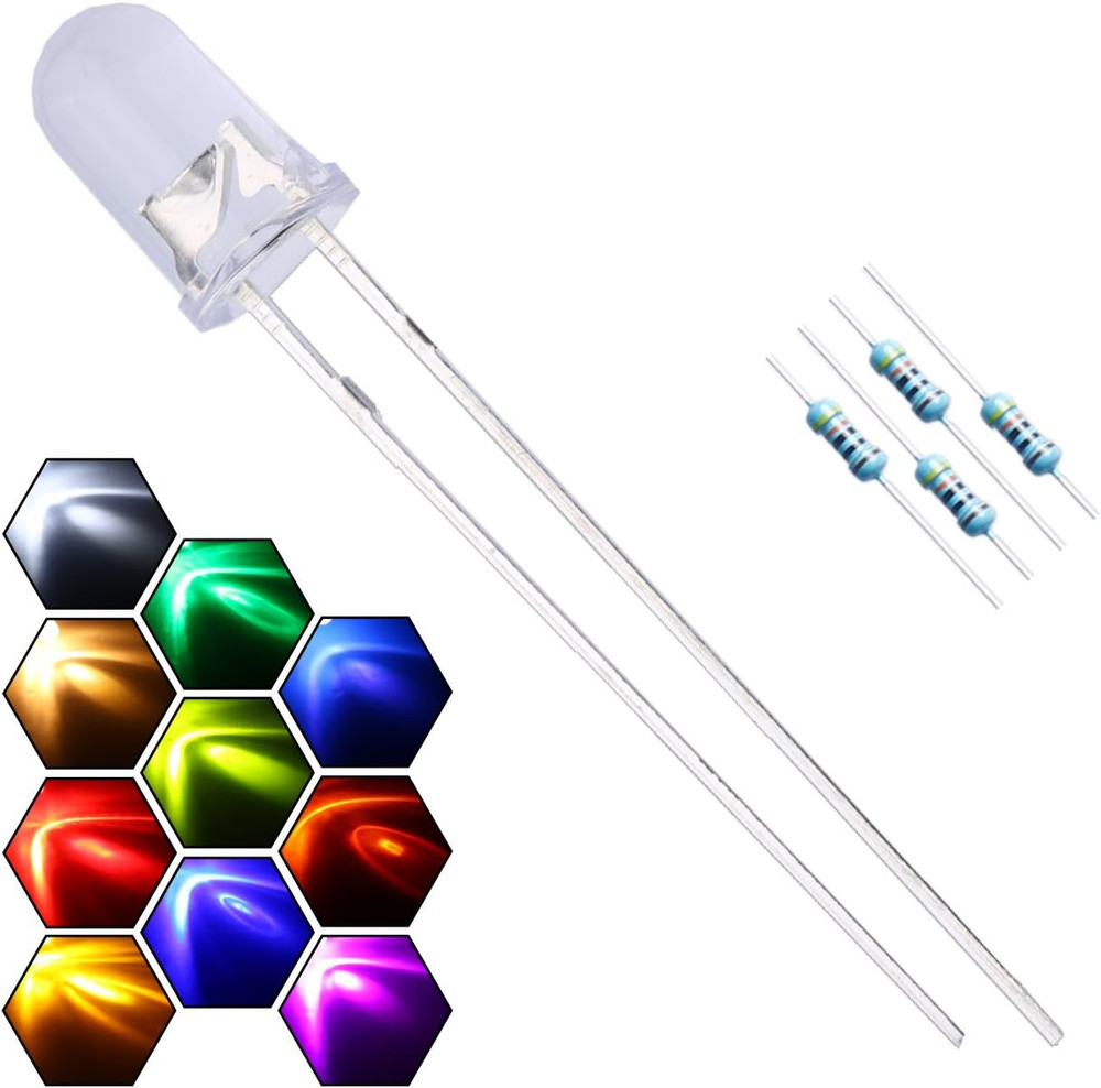 200Pcs 10 Colors X 20Pcs 5Mm LED Light Emitting Diode Assorted Kit 29Mm Lead Cle