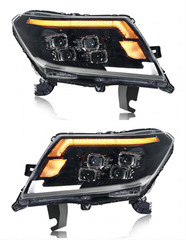 Pair LED Headlight Assembly DRL Sequential Turn For Nissan Navara NP300 2014-22