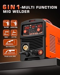 250A Aluminum MIG Welder, 110V/220V 8-in-1 Gas/Gasless Flux MIG/Stick/2T 4T Spot