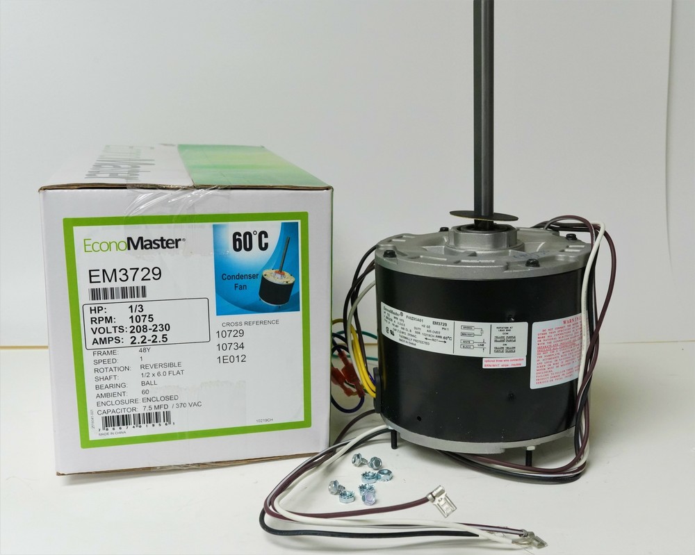 Air Conditioner Condenser Fan Motor 1/3 HP 230 Volts 1075 RPM EM-3729