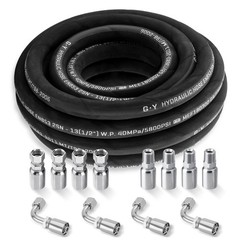 25FT 1/2″ Hydraulic Hose w/ 12PCS Hydraulic Hose Fittings W.P.40MPa / 5800PSI