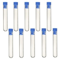 10pcs Clear 12*75mm Borosilicate Glass Test Tubes Rimless Pyrex & Push Caps Lab