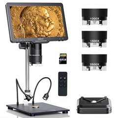 TOMLOV 10″ 3 Lens 2K HDMI Digital Microscope 2500X Soldering Microscope fr PC/TV