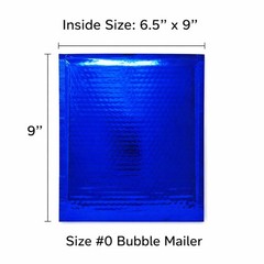 Metallic Blue Bubble Mailers 6.5×9 Peel-N-Seal Foil Padded Shipping Envelopes