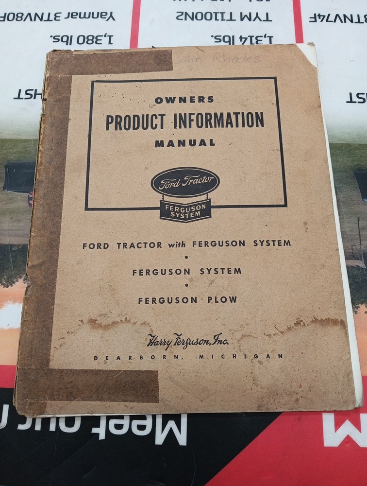 Ford Tractor With Ferguson System Owners Product Manual Vintage