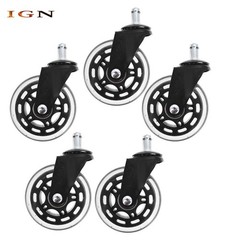 5 Pack 3 Inch Office Chair Caster Swivel Wheels Replacement Heavy Duty Low-Noise