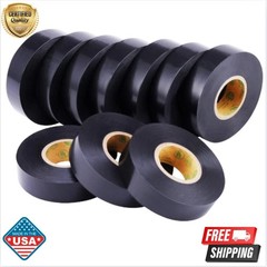 10 Pack Black Electrical Tape 3/4″ x 66ft Waterproof High Temperature Resistance
