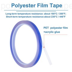 4 Rolls Blue 0.2 Inch x 36 Yards PET Film Electrical Tape 6mm x 33m