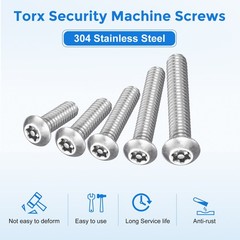 25Pcs 1/4-20 x 1-1/4″ Torx Security Machine Screws Bolt Silver Tone