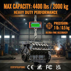 4400Lbs / 2 Ton Digital Crane Scale, 1Lb (0.5Kg) Accuracy Heavy Duty Industrial