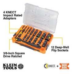 Klein Tools 65626 Flip-24 Deep-Well Heavy-Duty Impact Socket Set SAE/Metric NEW