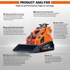 24HP Mini Skid Steer Tracked Loader 3-Pumps 2-Cylinder Gas Engine +2 Attachments