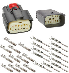 Molex 12 Pin Wire Connector, Harley BLACK Waterproof, Sealed Kit, MX150 with CPA