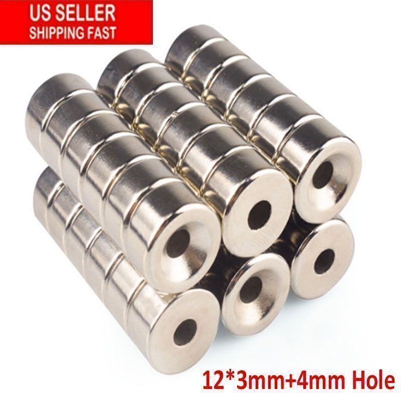 5~100Pcs Strong Countersunk Ring Magnets 12 x 3mm Rare Earth Neodymium 4mm Hole
