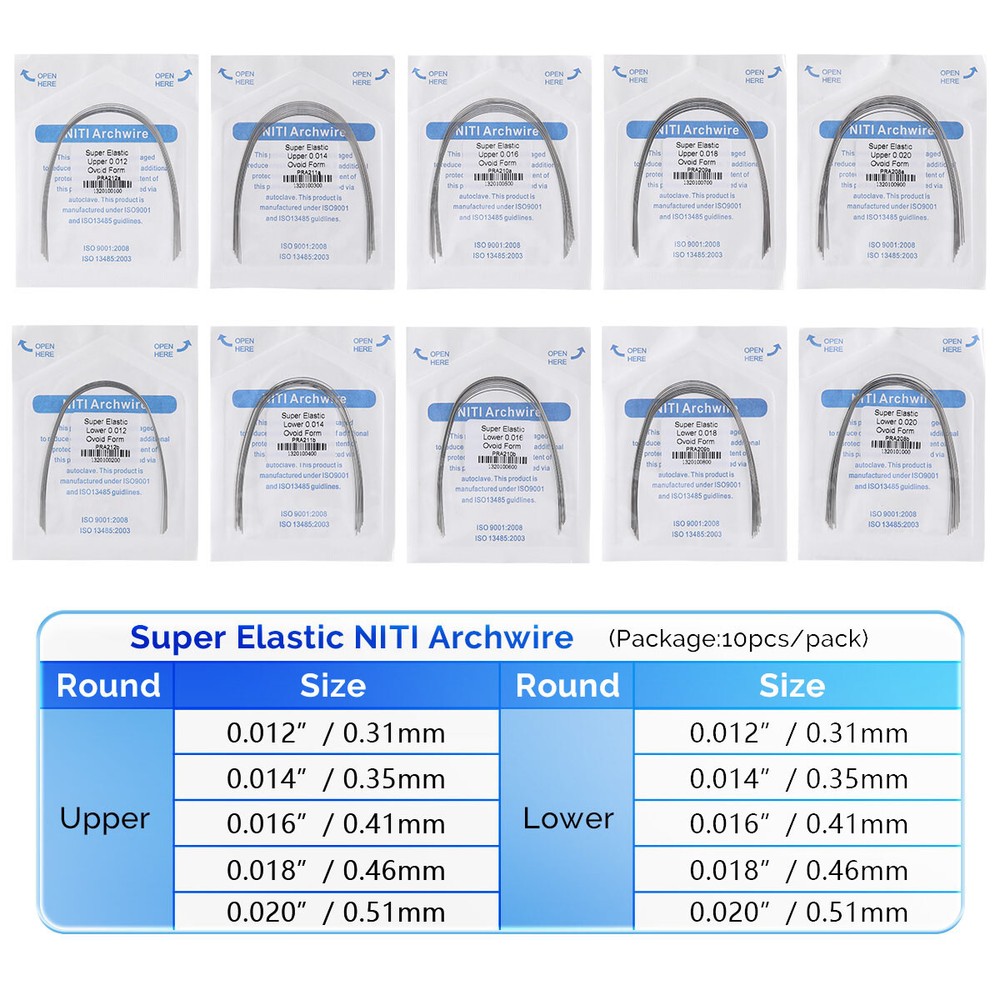 AZDENT Dental Orthodontic Super Elastic Niti Arch Wire Round Ovoid/Nature Form
