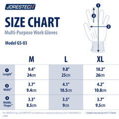12 Pairs JORESTECH Cut Resistant Level 3 Work Gloves