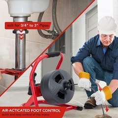 50Ft x 5/16″ Drain Cleaner Machine Drain Auger Sewer Snake Plumbing with Cutters