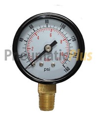 PneumaticPlus Air Pressure Gauge 1-1/2″ Dial, Lower Mount, 0 – 160 PSI, 1/8″ NPT