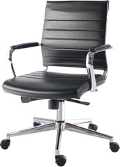 Tempo Modern Mid-Back Office Chair, Chrome Frame, Tilt-Lock Feature, Swivel Seat
