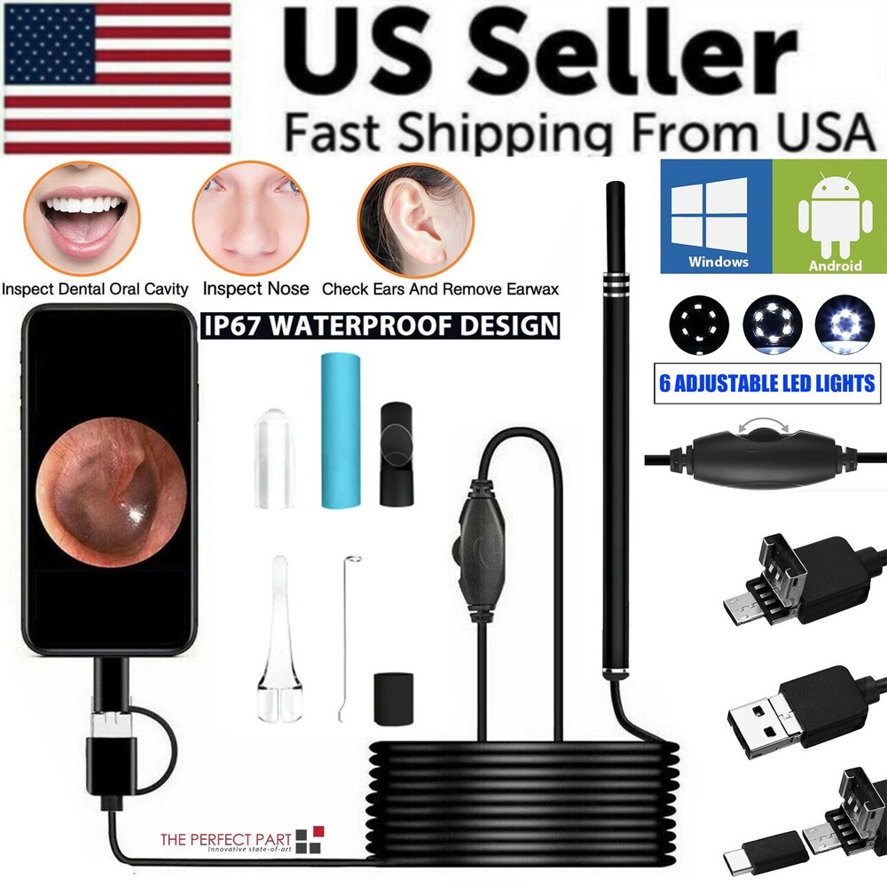 LED Ear Endoscope HD Otoscope Ear Wax Cleaning Camera Tool Cleaner Removal Kit