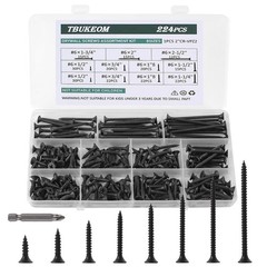 Complete 224-Piece Wood Screw Set – 8 Sizes, Perfect for Cabinets & Furniture