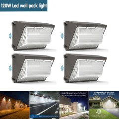 4Pack 120W LED Wall Pack Light 5000K Commercial Industrial Security Fixture