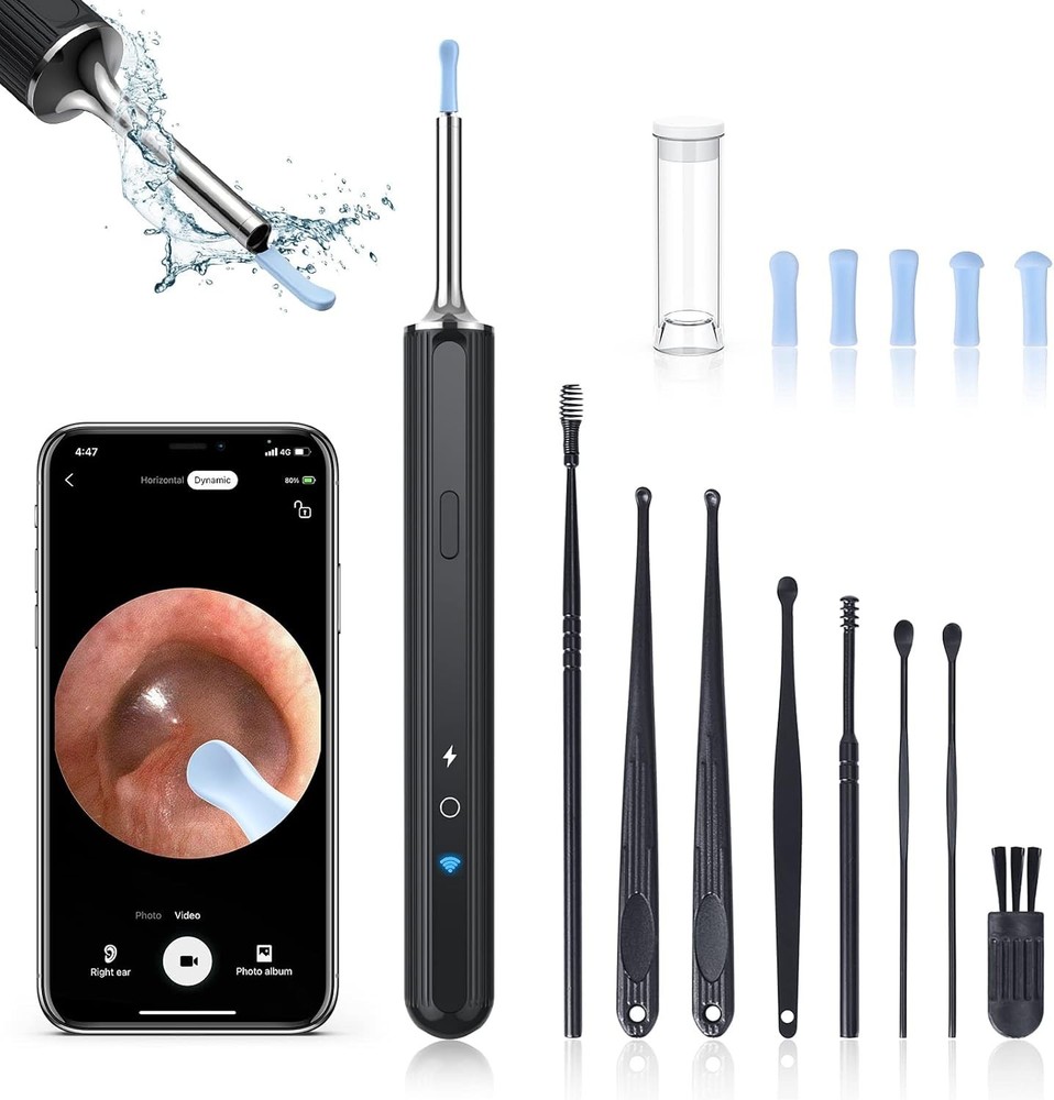 NEW LED Ear Wax Cleaner Ear Camera Otoscope with Light Cleaner Removal Kit-Black