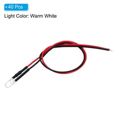 5mm LED Diode Light, 40 Pcs 4.5-6V DC, Warm White Light