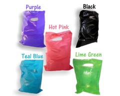 9″ x 12″ Colored PLASTIC MERCHANDISE Bags Retail Store Bags w/Die Cut Handles