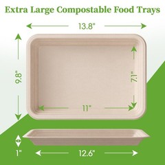 ECOLipak 100 Pack 14 in Compostable Natural 13.8 x 9.8 inches, Nature-100pack