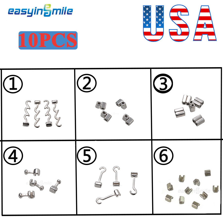 Dental Orthodontic Crimpable Hook Curve/Cross/Sliding/Double Tube/Stop Type 10PC