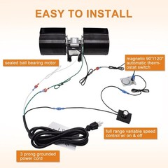 Adviace GFK-160 GFK-160A Fireplace Blower 12.81 x 4.31 x inches, Black