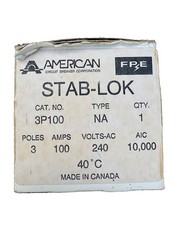 Federal Pacific 3P100 100Amp 3 Pole Circuit Breaker FPE Type NA 240V 100A NOS