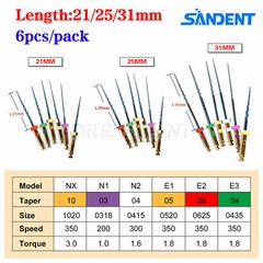 6Pcs SANDENT Dental Endo Files Root Canal Endodontic NITI Rotary File 21/25/31MM