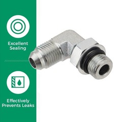 5 Pack 90 Degree Elbow Hydraulic Hose Fittings: 3/8″ JIC 37° Male X #6 SAE/ORB