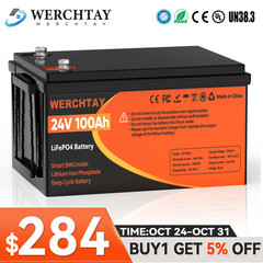 24V 100Ah LiFePO4 Lithium Battery BMS Deep Cycle RV Trolling Motor Marine Boat