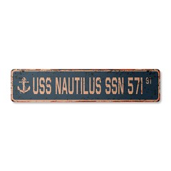 USS NAUTILUS SSN 571 Vintage Street Sign us navy ship veteran sailor rustic gift