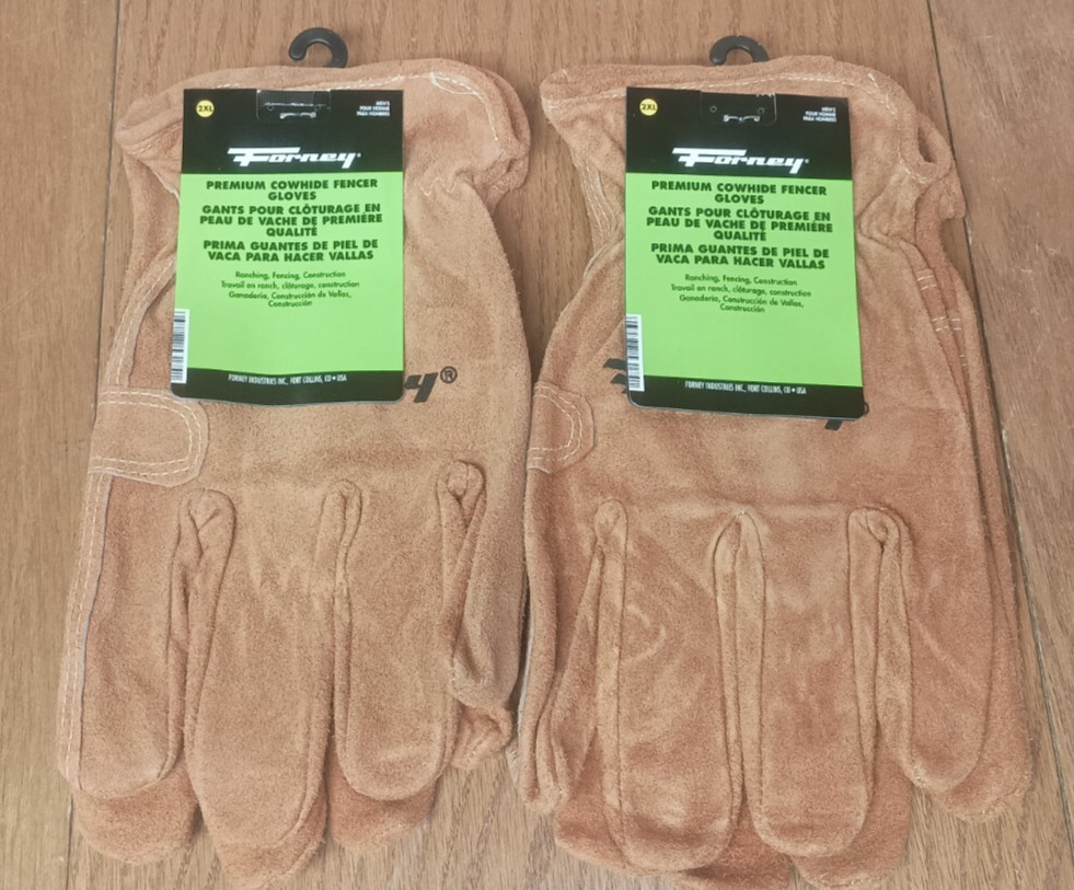 Lot of 2: Forney Premium Cowhide Leather Fencer Work Gloves Mens XXL (2 Pairs)