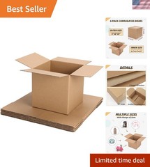Pack of 6 Corrugated Packing Boxes 6x6x6 Inches – Lightweight & Reliable