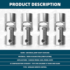 4 Pcs 8Mm to 8Mm Universal Joint Shaft Coupling Rotatable Metal Shaf Coupling