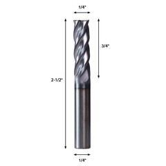 4 Flute 1/4″x3/4″x1/4″x2-1/2″ Variable Helix Solid Carbide End Mill AlTiN Coated