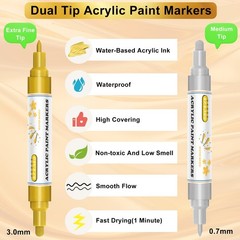 SFSASO Acrylic Paint Marker Pens 1 Count (Pack of 4), Black/White/Gold/Silver