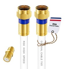 Coaxial Cable 3ft/6ft/10ft/15ft/25ft/50ft/60ft/75ft/100ft, RG6 3FT, White