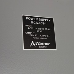 WARNER ELECTRIC MCS-805-1 POWER SUPPLY MCS8051 – 90vdc MAGNETIC ER-1225 Brake