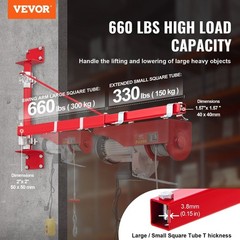 Electric Hoist Support Arm 660LBS Capacity 180 Degree Swivel for Workshop Garage