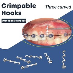 Dental Crimpable Hook 3 Hooks Spiral Multi Function Curved Left Right 50 Packs