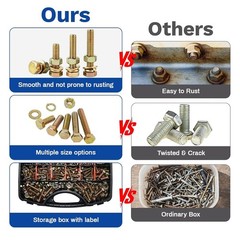 1020PCS Grade 8.8 Metric Bolt Assortment Kit -M4 M5 M6 M8 Heavy Duty Hex Bolts