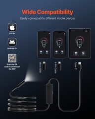 VEVOR Endoscope Camera 1920P HD Borescope for Android & IOS with 10FT Cable