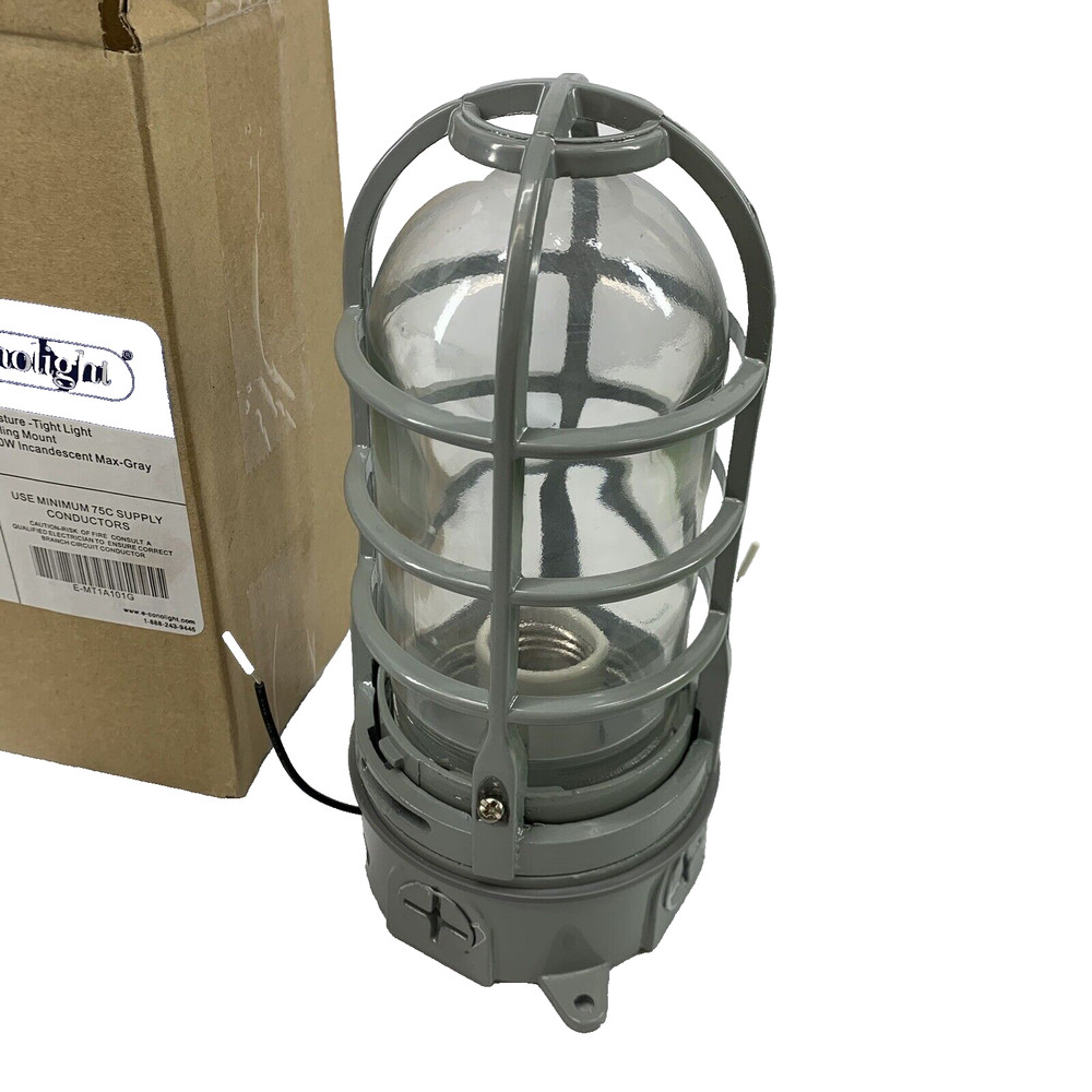 Econolight 150w Industrial Moisture Tight Light Ceiling Mount Incandescent Gray
